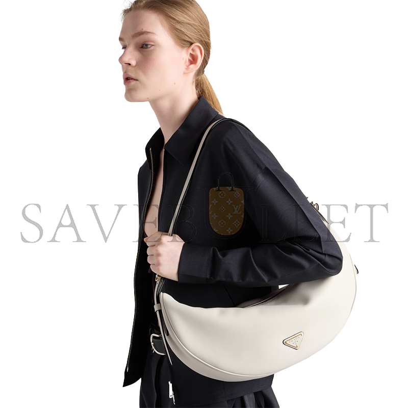 Pra*a demi-lune large leather shoulder bag 1bc255 (42*19.5*8.5cm)